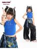 Girls' Rhinestone Vest & Loose Pants Hip Hop Dance Costume Set