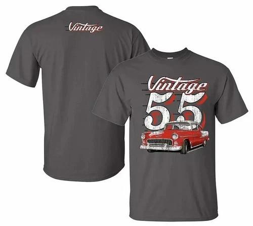 Vintage 55 Classic Car T-Shirt, Retro Red Chevy Graphic Tee 2XL
