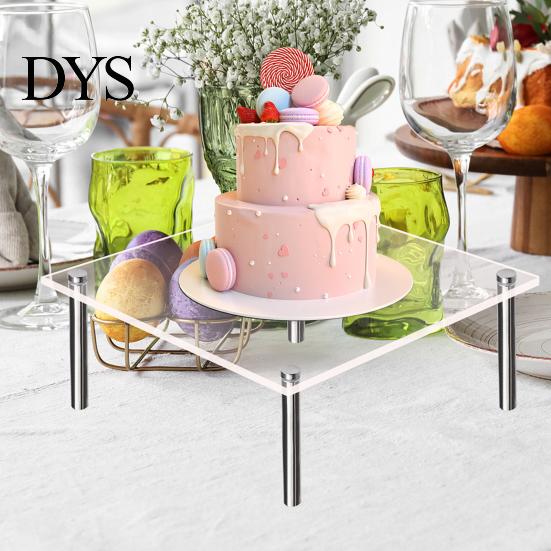 Decorative Dessert Table Organizer Acrylic Cake Stand, Multi-Tier Food Display Clear Cupcake Holder, Risers for Figurines Adjustable Metal Support
