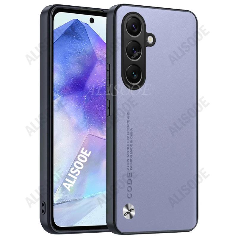 

Funda for Samsung Galaxy A55 A35 A54 A34 A24 S24 Ultra S23 Plus Case Fiber Texture PU-Leather Cover for Samsung M54 M34 M14 Capa for Samsung M54 світло-фіолетового кольору