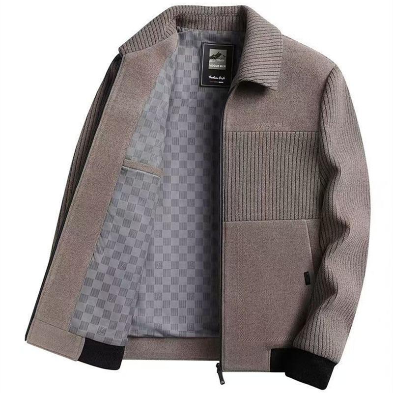 Spring and Autumn New Dad Jacket Medium and Old Jacket Men's Middle-aged Men's Loose Lapel Chenier Casual Jacket