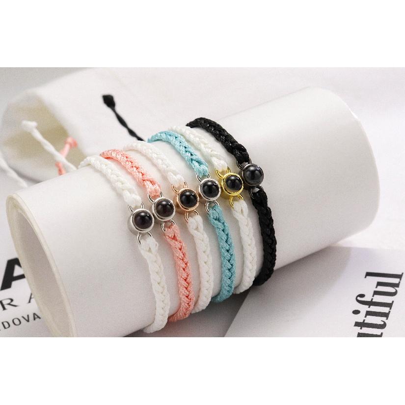 EthShine Personalized 925 Silver Circle Photo Bracelet Projection Bracelets Custom Photo Bracelet Couple Memorial Gift Women