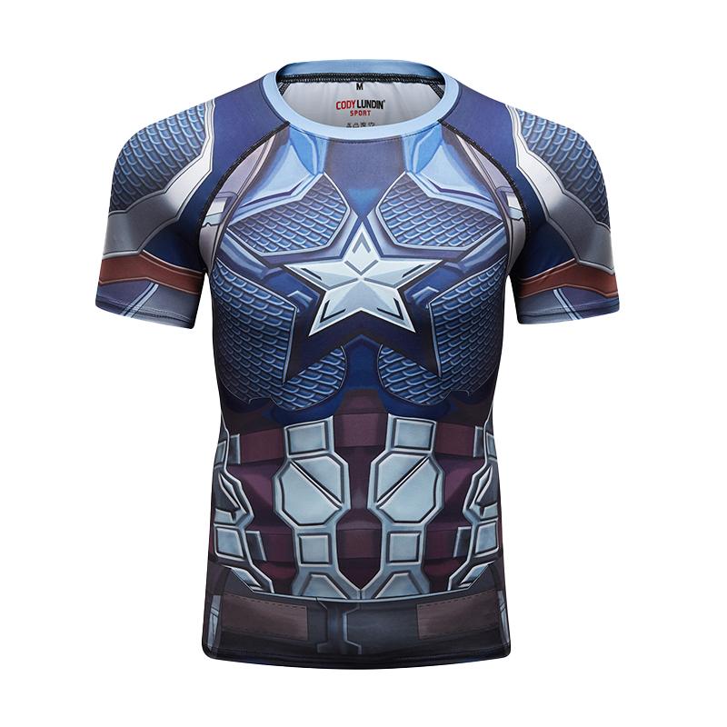 ETST51 Cody Lundin Marvel Kleding 3D Print Compressie Sport Fitness Shirt Hardlopen Cosplay Korte Mouw Captain America T-shirt L