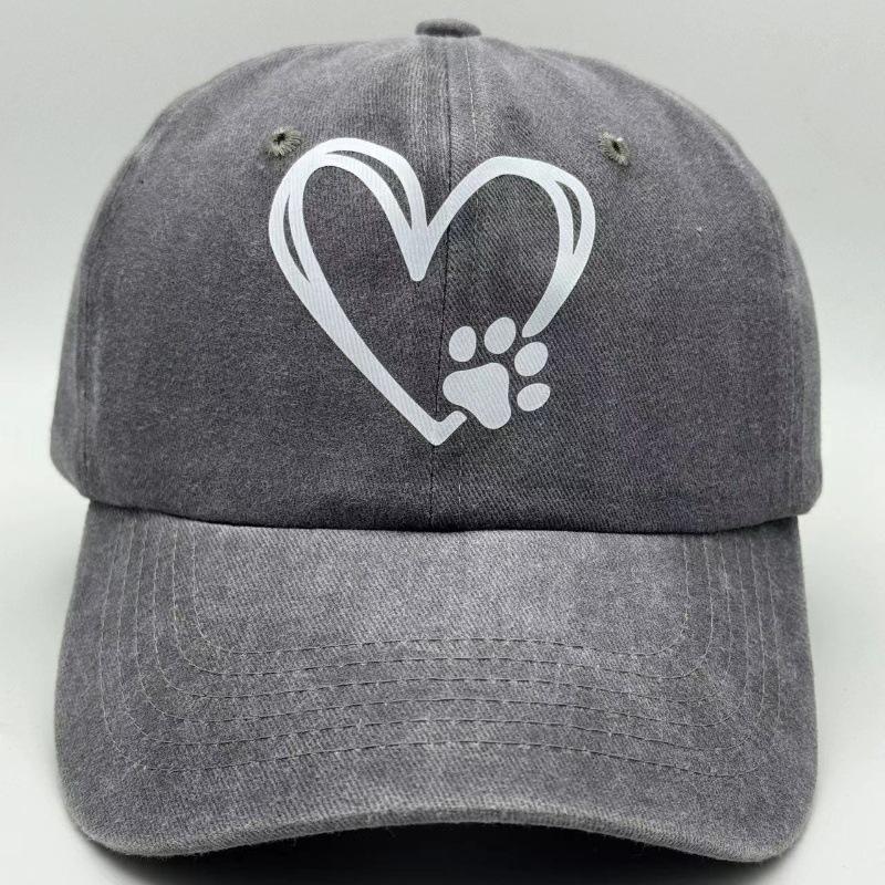 Washed Retro Baseball Cap Women'S Versatile Casual Love Pattern Peaked Cap Fashion Outdoor Sun Hat Men