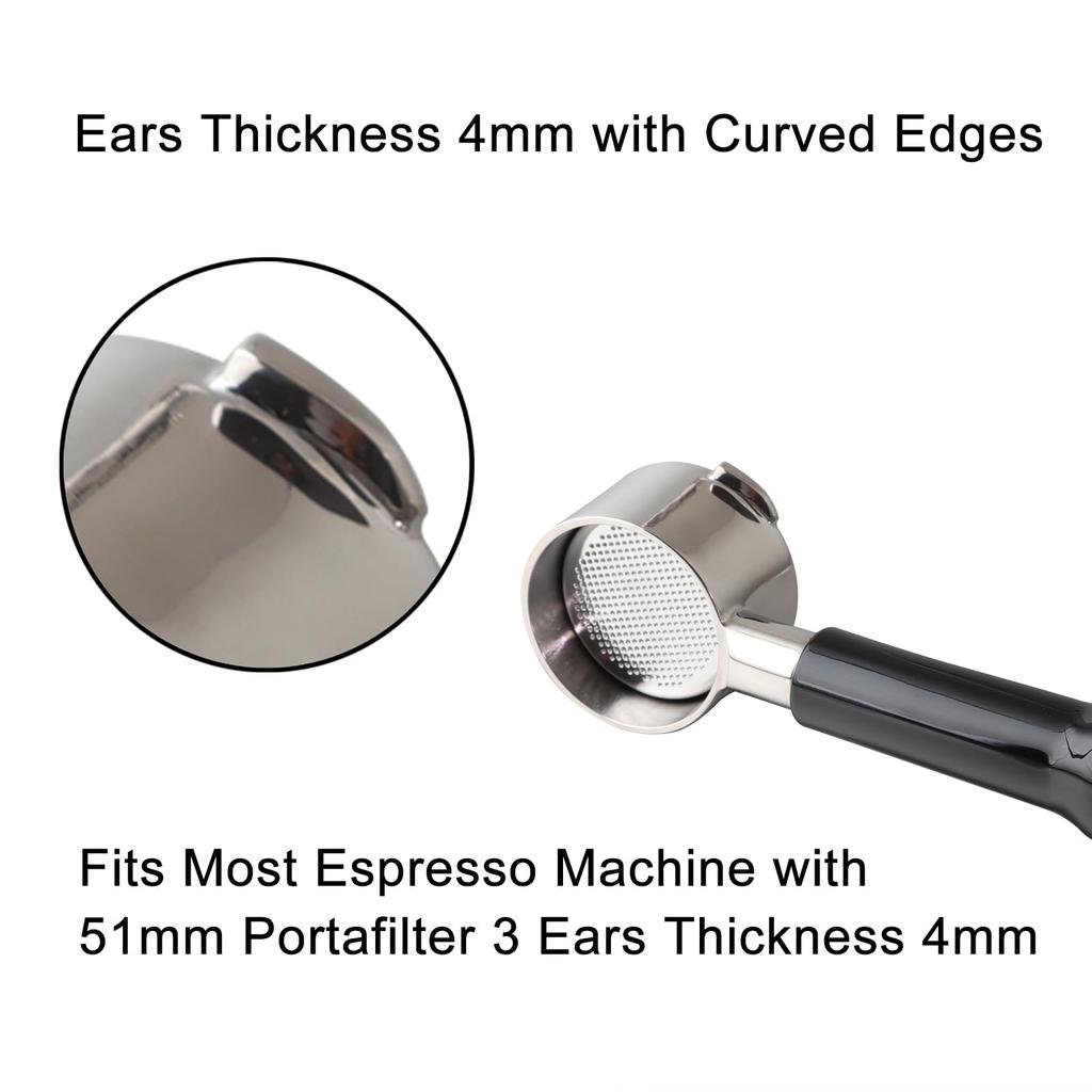 51mm Bottomless Portafilter Compatible with 3-Year SUMSATY Espresso Machines (4mm Prong Thickness)