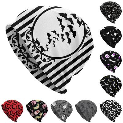 Streifen und Fledermäuse Slouchy Beanie Unisex Cool Winter Warm Skullies Beanies Hüte Erwachsene Goth Okkult Hexe Halloween Strickmütze