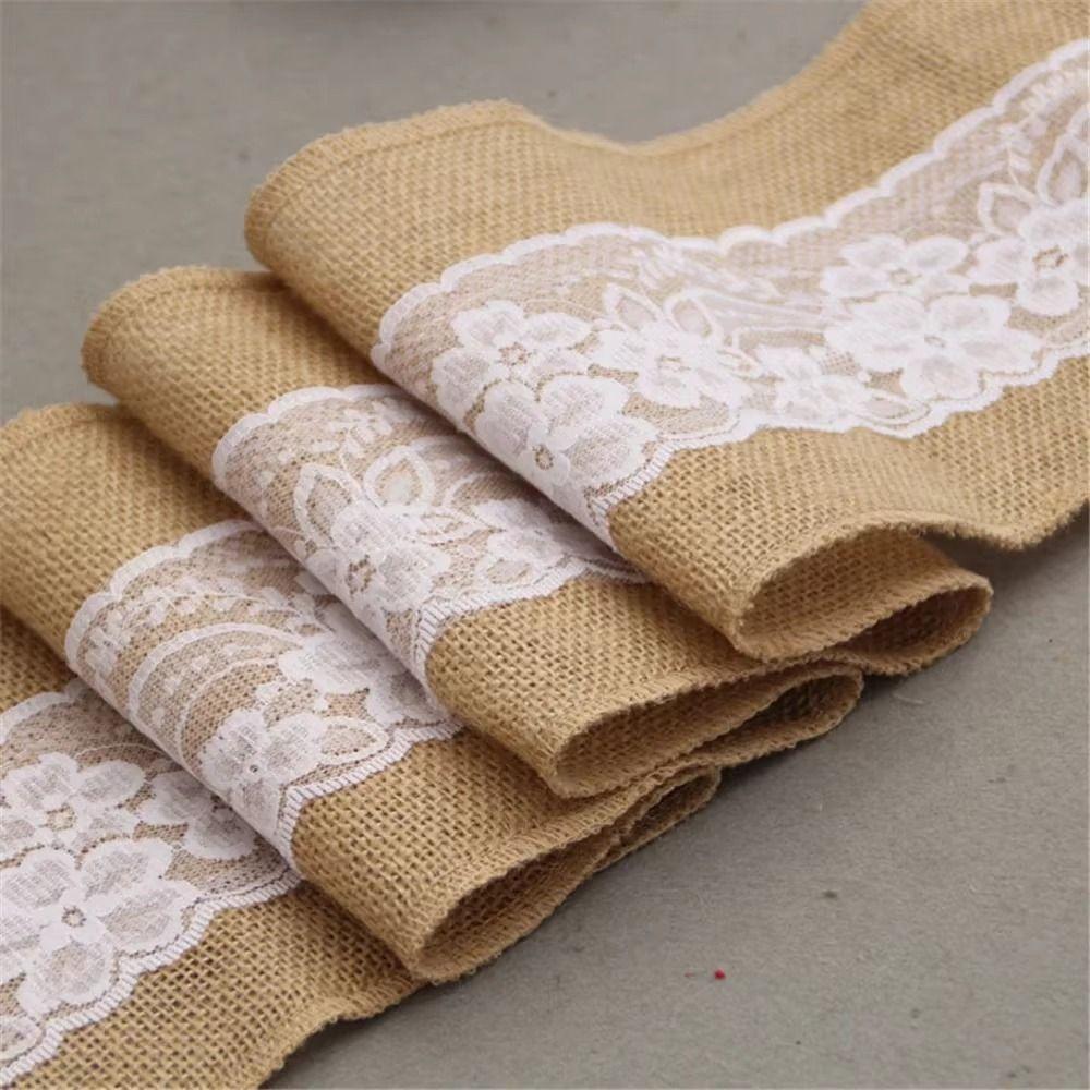 Handmade Burlap Chair Bow 15cm Lace Linen Ribbon Roll  Gift Box Packaging