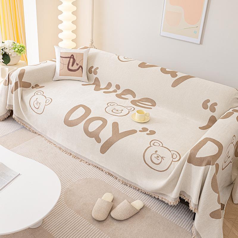 Chenille Sofa Cover Cloth Four Seasons Universal Non-Slip Sofa Cushion Anti-Scratching Cover Blanket Full Covered Cartoon Sofa Towel