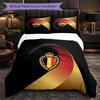 Belgium Football Pattern 3 Pieces Bedding Set Soft Microfiber Duvet Cover with Pillow Cases for Bedroom
