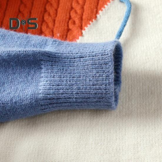 Autumn Winter Men Sweater Color Blocking Slicing Design Round Neck Loose Knitted Pullover Thick Warm Bottoming Sweater Casual Wear Work Dating Sweater