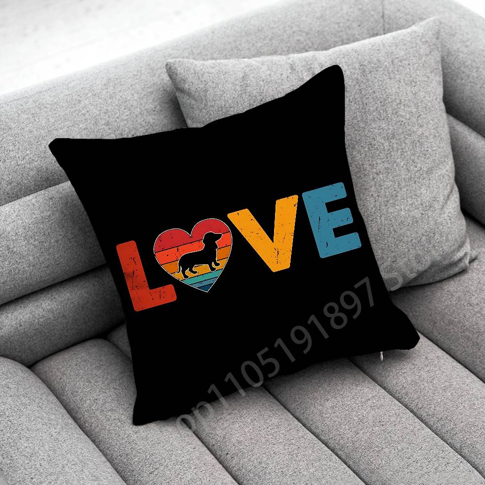 Dachshund Sausage Dog Puppy Christmas TREE Throw Pillow Case For 45*45cm 40cm 30cm 50cm 55cm Square Home Pillowcase Case