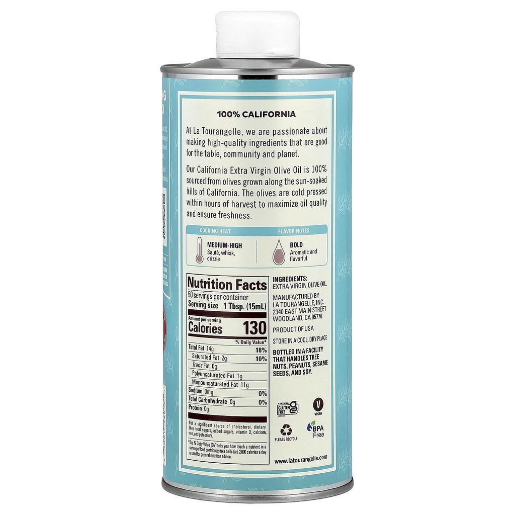 La Tourangelle, California Extra Virgin Olive Oil, 750ml (25.4 fl oz)
