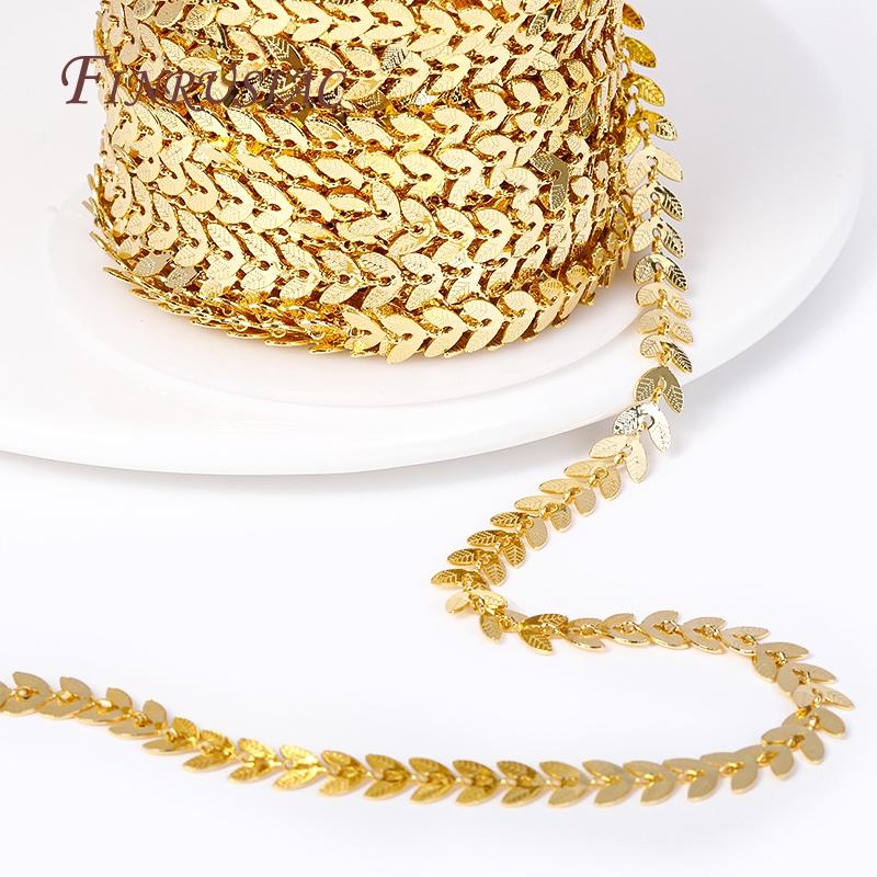 18K Gold Plated Brass Metal Leaf Chains For Earrings Necklace Accessories High Quality Jewelry Chains DIY Jewelry Findings