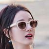 Dilireba's same style cat-eye sunglasses for women, white frame, vintage Korean style Lowry Men's Sunglasses