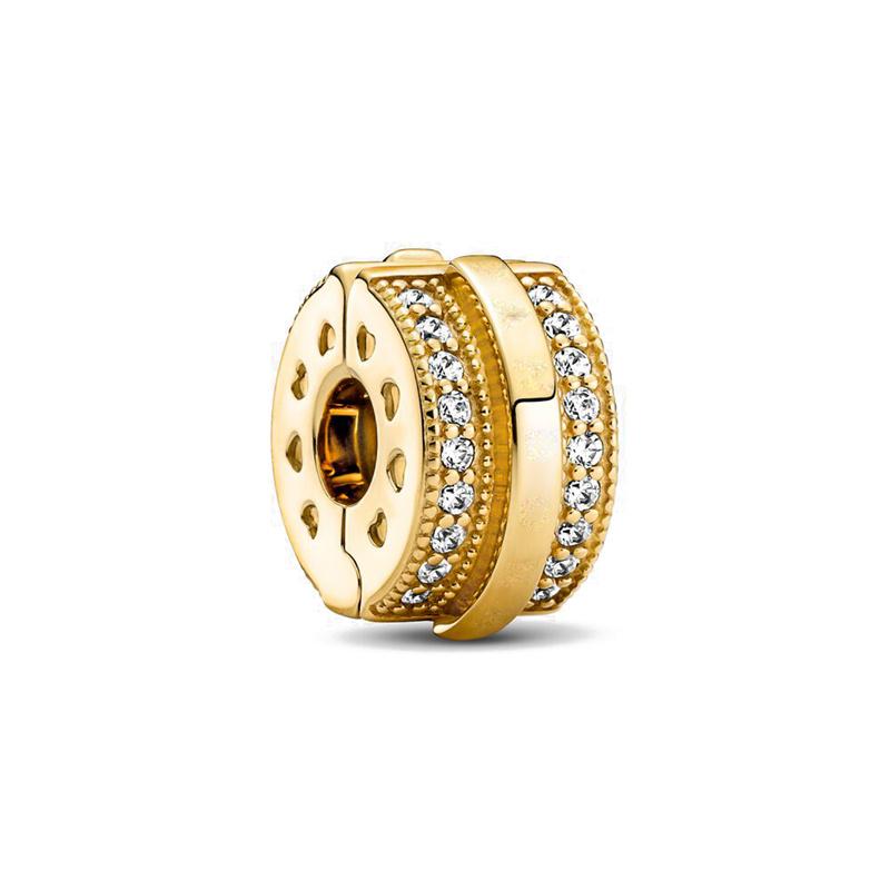 High quality copper Light Gold Plated Rose Heart Diamond Hollow Carving Charm Do It Yourself Bead Charms Compatible With Ideal For Authentic Bracelets