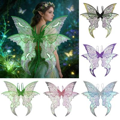 Magical Sparkling Fairy Wings Two-color Flower Angel Wings Colorful Elf Cosplay Wing for Women Girls