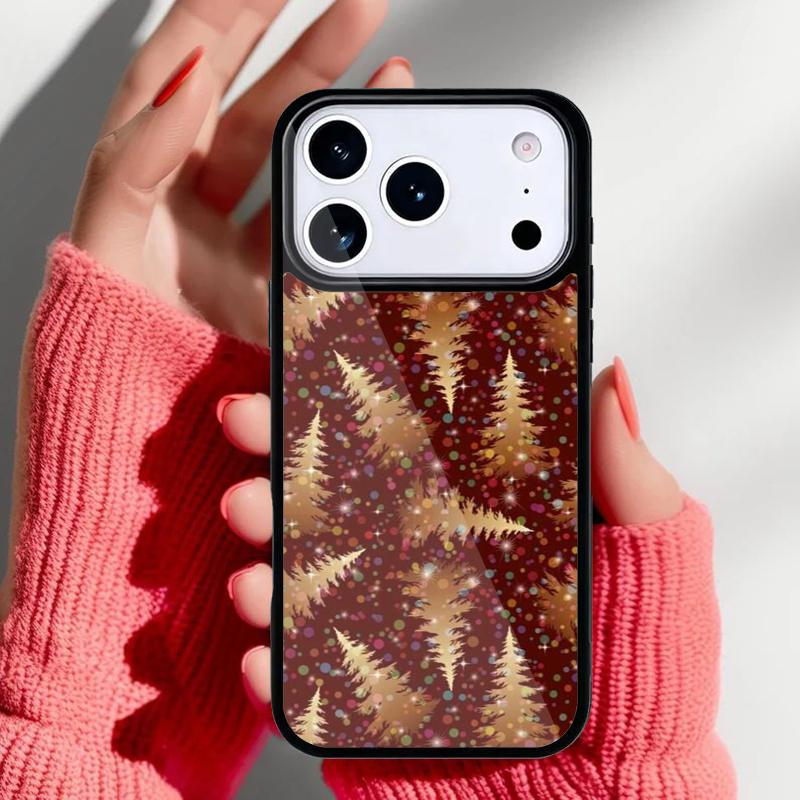 Gold Christmas Trees Phone Case for iPhone 17 16 15 14 13 Pro Max Back Cover for 12 11 Pro Coque