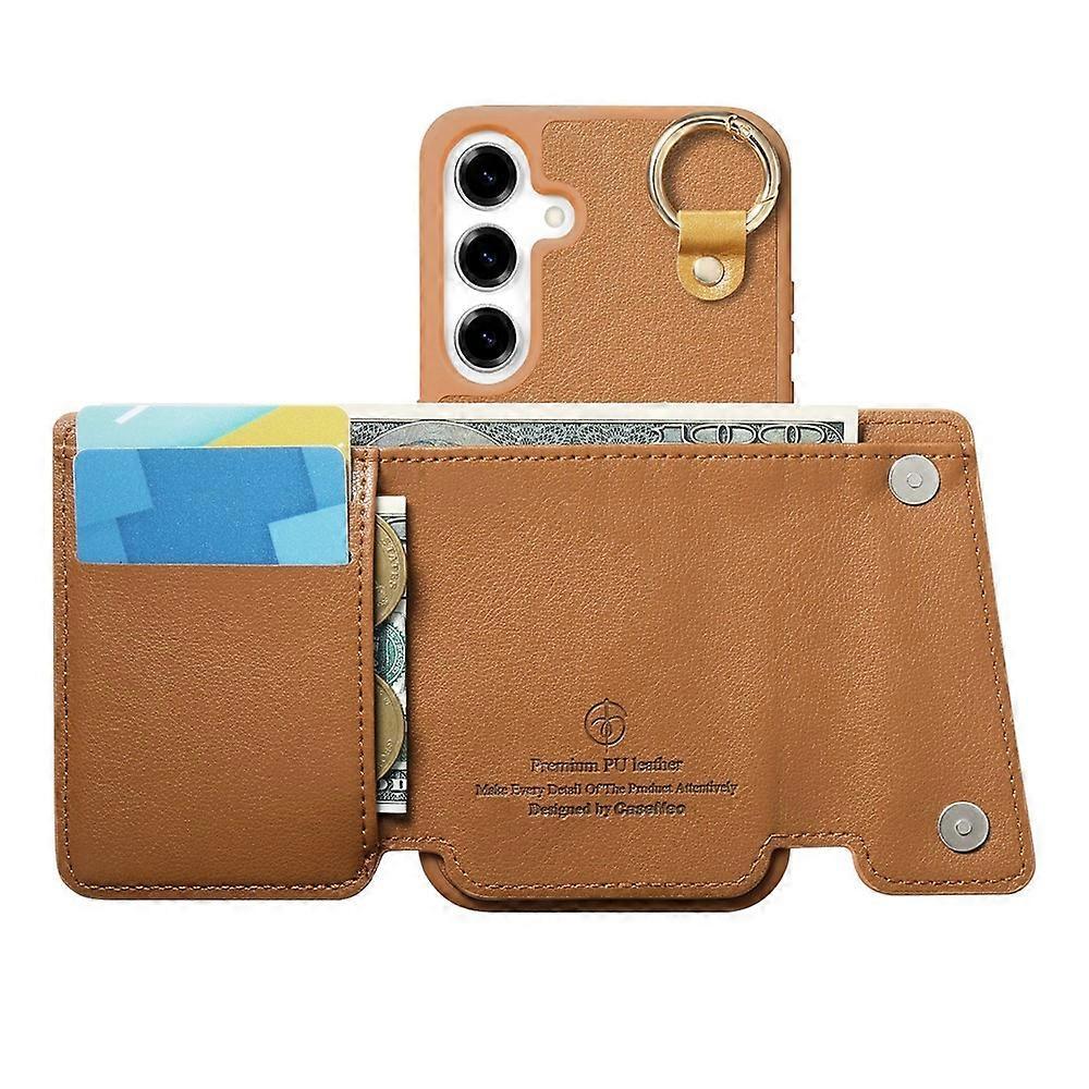 Compatible For Samsung Galaxy A56 5G Case D-Ring Holder Leather + PC + TPU Phone Cover with Wallet Kickstand