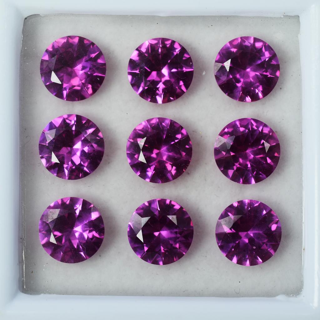 Exquisite Pink Ruby Loose Gemstone Natural and Radiant 9 Pcs CERTIFIED Round Cut