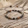 Vnox Natural Stone Beaded Bracelet for Men Women, Zinc Alloy Spacer Beads, Adjustable 17-33cm, 6.6mm Beads Trendy Jewelry Gifts