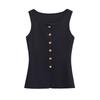 Women S Fashion Sleeveless Vest With Gold Buttons Casual Style