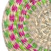 Seagrass Placemat 20cm  Bohemian Jute Printed Placemats with Faux Leather Edges Heat Insulation Table Mats Kitchen Tableware