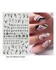Autocollants 3D pour Nail Art, lignes ondulées abstraites colorées, décalcomanies à fleurs et feuilles florales, décoration d'ongles