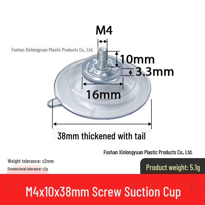 M4-M8 Transparente PVC-Saugnapf mit Gewindestange