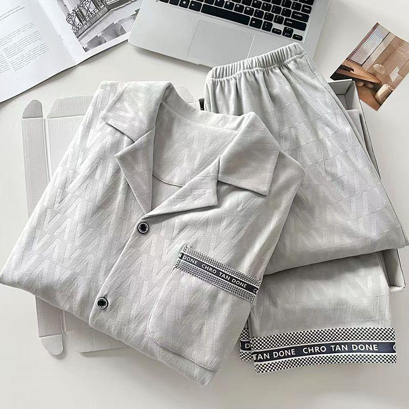 Gande Sammets Herrpyjamas: Höst/Vinter 2025, Varm Hemmadräkt i Större Storlekar, Kan Bäras Utomhus, Tvådelat Set