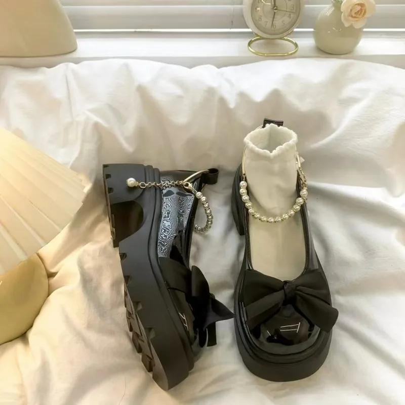 Fashion 2025 New Women Loafers Spring Mary Jane Shoes Women French Style Thick Heel High Heels Soft Bottom Lolita Shoes Zapatos De Mujer