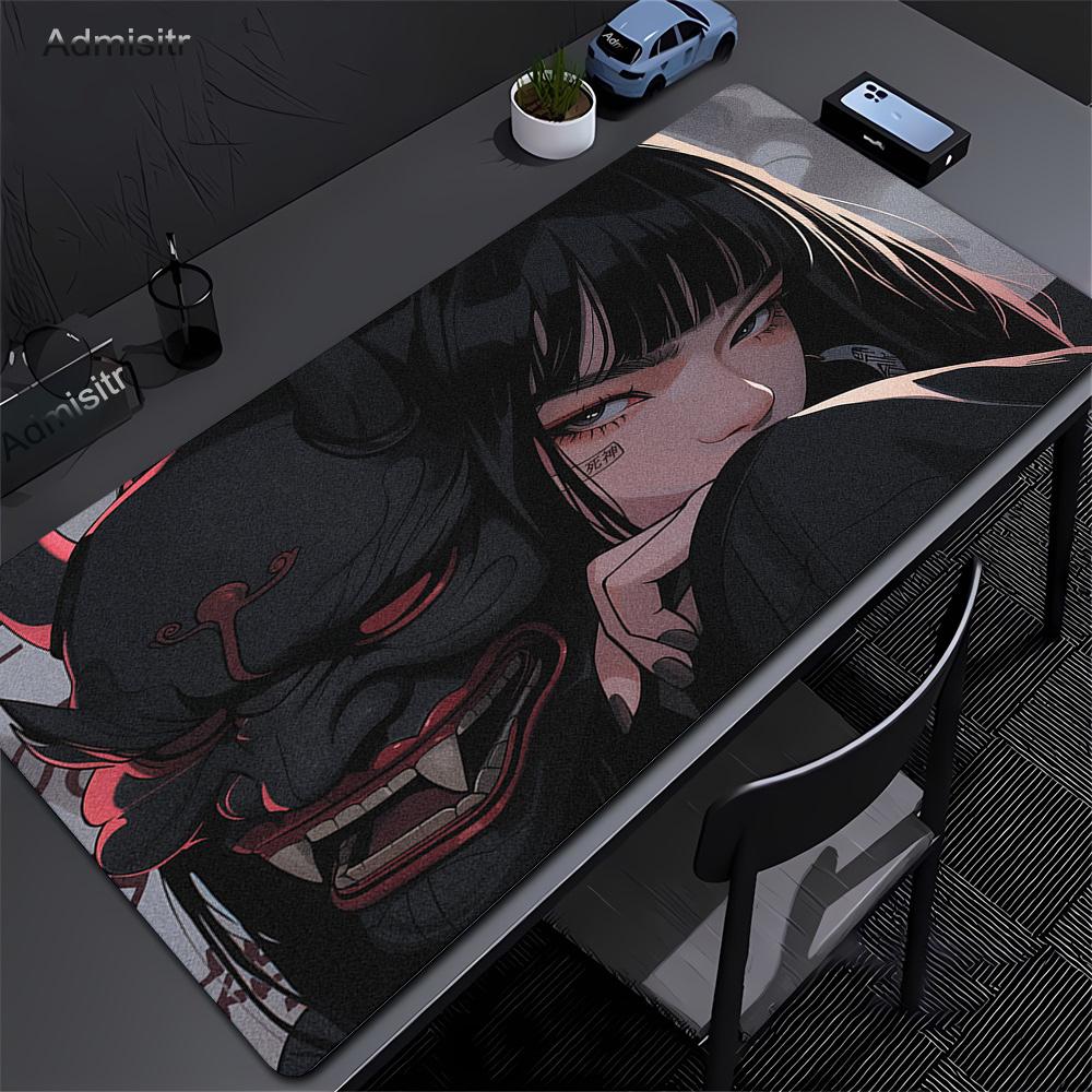 Oni Devil Mask Rubber Mouse Mat Gamer Mouse Pad Anime Girls Large Gaming Mousepad Game HD Print Keyboard Pads Non-Slip Deskmat