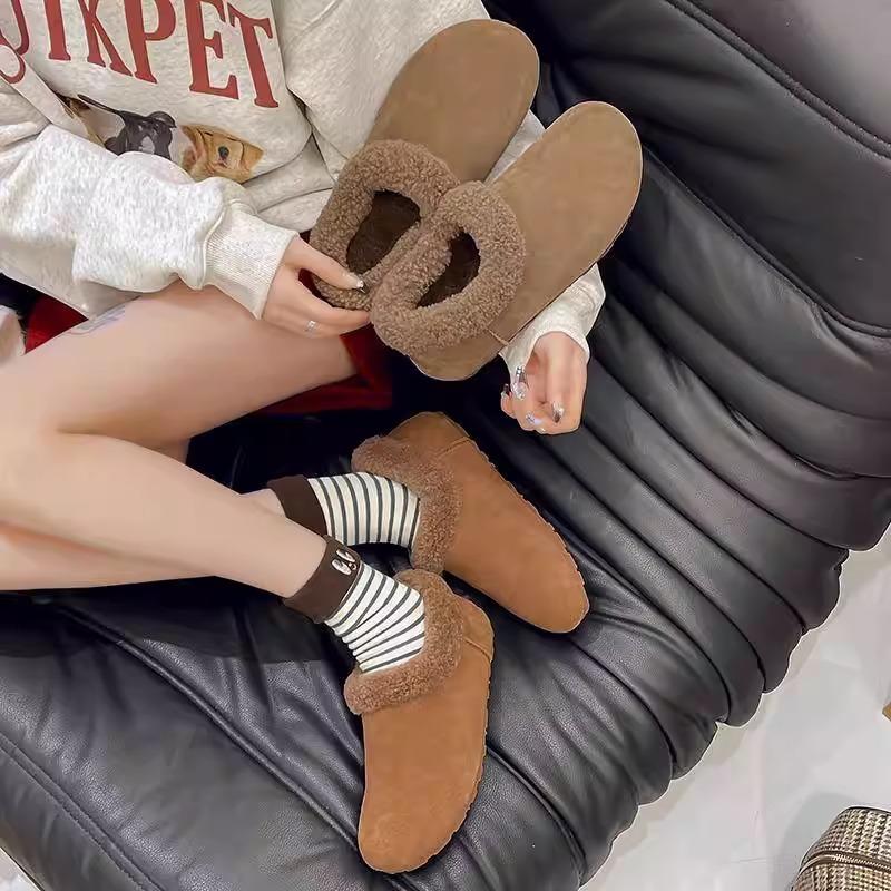 Loafers Shoes Short Plush Suede Women Ankle Boots Fur Warm Winter Snow Boots Fashion Warm Woman Boots 2026 Walking Mujer Zapatos