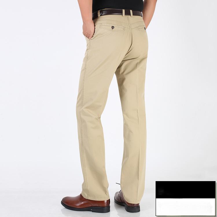 Pantaloni Casual in Cotone da Uomo di Mezza Età e Anziani Sezione Sottile Estiva Dritti Larghi Vita Alta Pantaloni da Padre Caricati Pantaloni da Uomo di Mezza Età