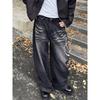Autumn Men's Letter Printed Straight-Leg Baggy Jeans Hip Hop Fashion Washed Denim Pantalones American Retro Y2K Streetwear Jean