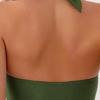 One Pieced Swimsuit for Women Breathable Swimwear Solid Color Contrasting Bathing Suit Beachwear Backless Design