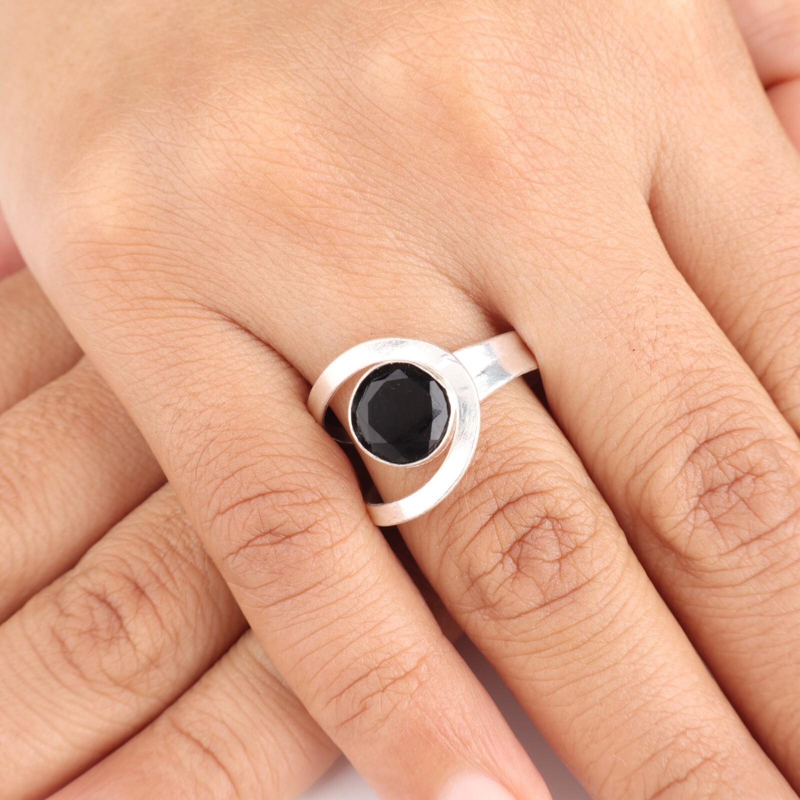 

Драгоценный камень Черный Оникс Ювелирные изделия из стерлингового серебра 925 пробы Кольцо ручной работы Подарок для женщин RR-68-17 13