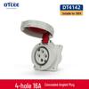 IP67 Waterproof Industrial Angled Plug Socket, 16A/32A, 3-Core, 4-Wire, 5-Pin, Flush Mount, Not Explosion-Proof