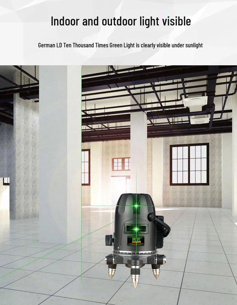 Engineering-Grade Automatic Infrared Laser Level - 2/3/5 Line, Super Strong Outdoor Green Light
