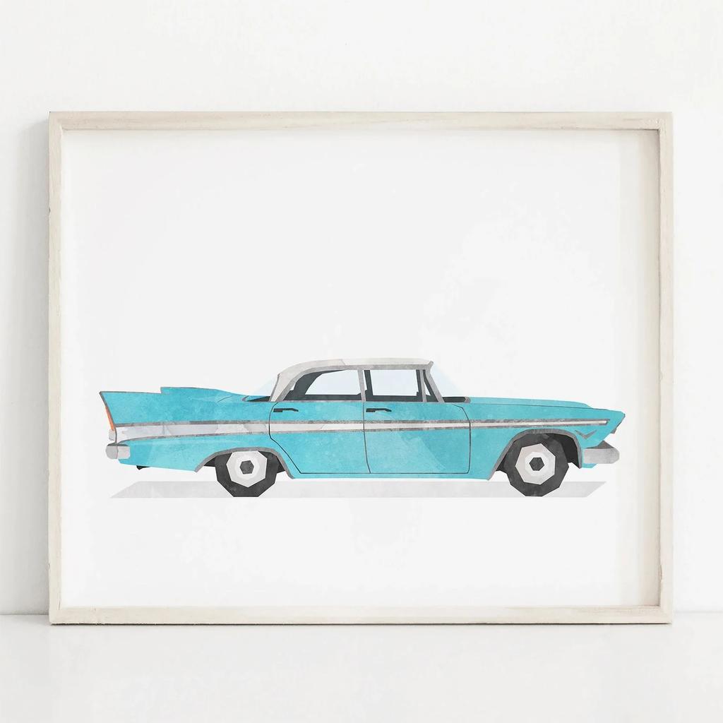 Auto Zug Motorrad Kinderzimmer Vintage Leinwand Kunst Gemälde Poster und Drucke Aquarell Wandkunst Bild für Heimdekoration Cuadros