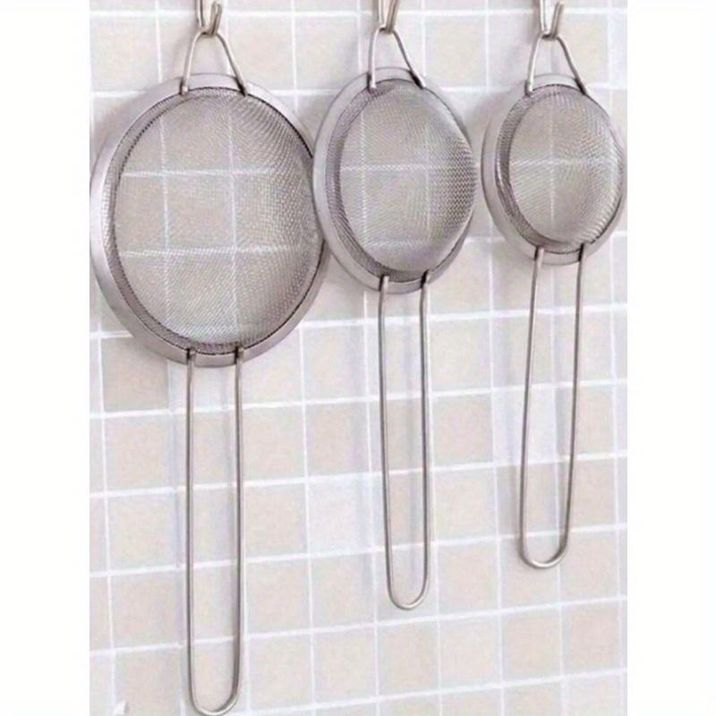 3pcs(S-M-L) Stainless Steel Fine Mesh Strainer with Handle - Kitchen Tool for Sifting and Sieving