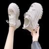 fashion British Style Chunky Platform Pumps Women 2024 Spring Autumn Lace Up Thick Heels Loafers Woman Round Toe Patent Leather Shoes