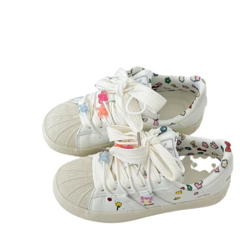 Niche Shell Head Skateboard Shoes Women's 2025 New Cream Student Sports Shoes College White Shoes