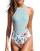 European & American Sexy Backless Printed One-Piece Cut-Out Bikini Swimsuit for Women 2025