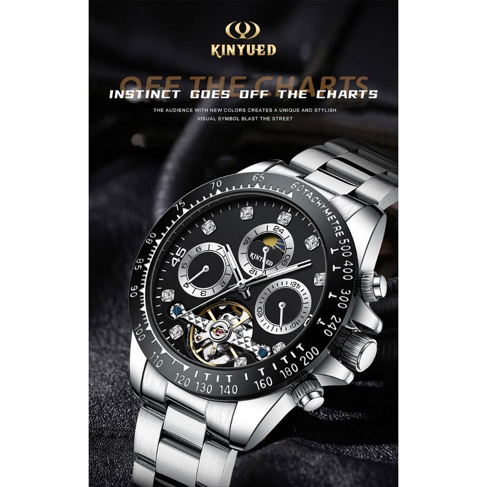KINYUED  2026 New Men's Automatic Mechanical Watch Stainless Steel Waterproof Watch