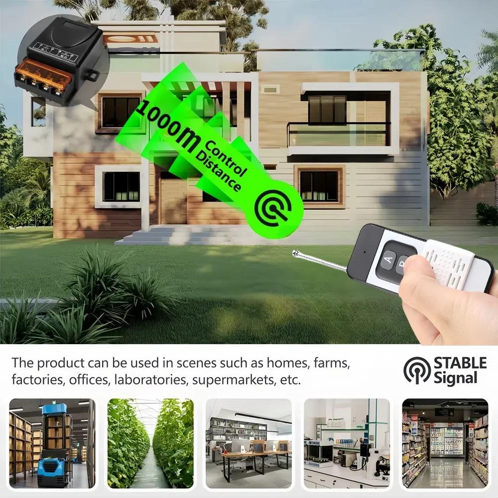 433Mhz Wireless Remote Control Switch DC 12V 72V 30A High Power RF Relay Module 1000m Remote for Fan Light Pump Switch Smart Home DIY Devices