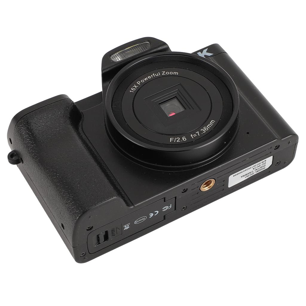 Cameră digitală 4K pentru fotografie, cameră video de 48MP cu ecran IPS de 3,5 inci, zoom digital 16X