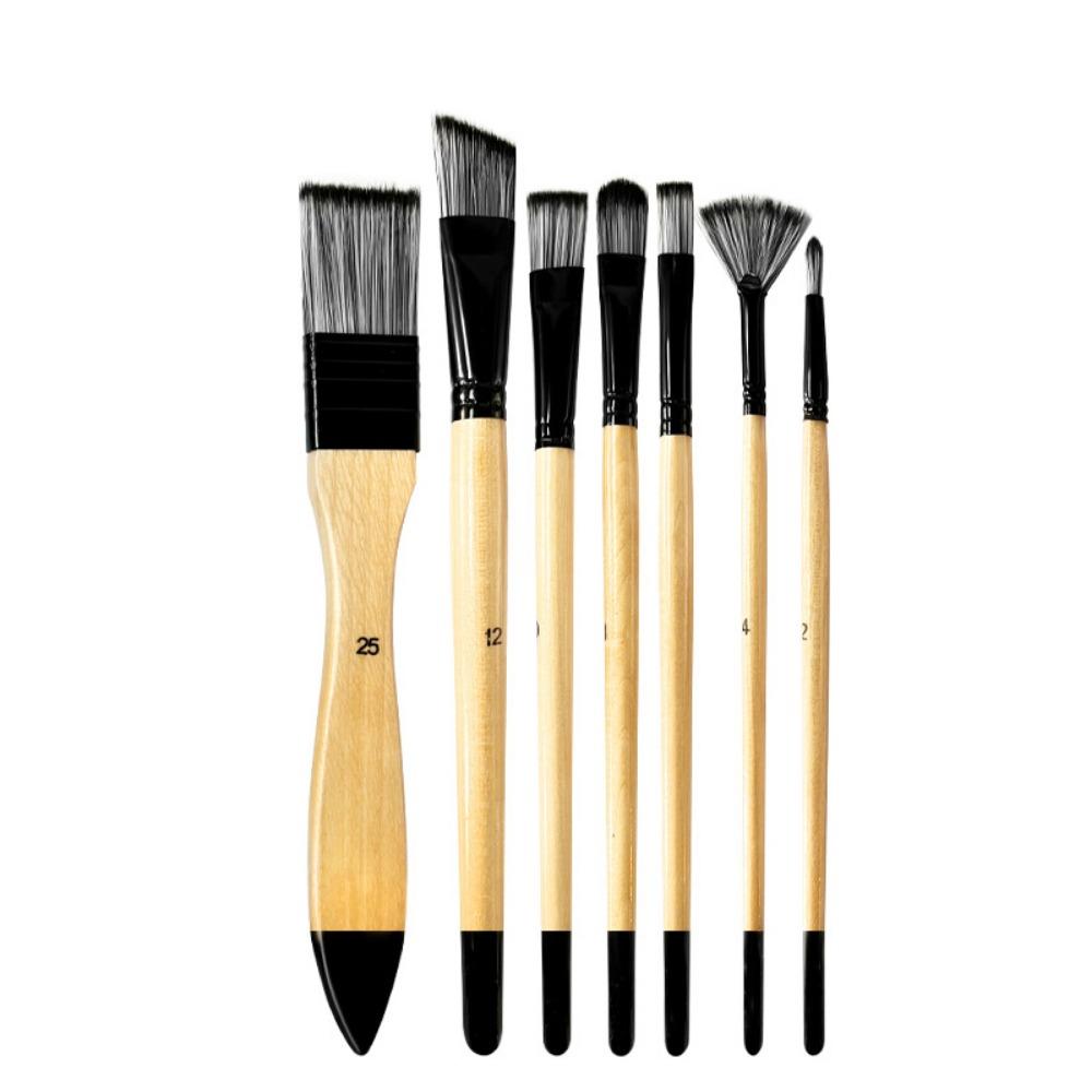 7/9Pcs Portable Painting Brushes Set Wooden Handle Watercolor Drawing Brushes Kits  Drawing Tool