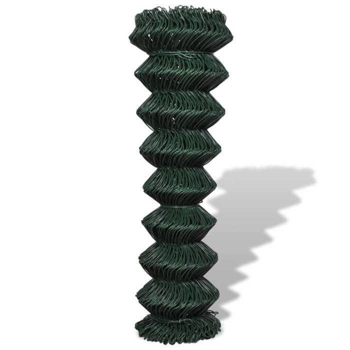 VidaXL Clôture à Mailles Losangées Acier 1,5x15 m Vert Grillage Jardin Maison 140346