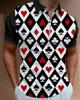 Trendy geometric short-sleeve zip polo, stylish casual top for everyday wear.
