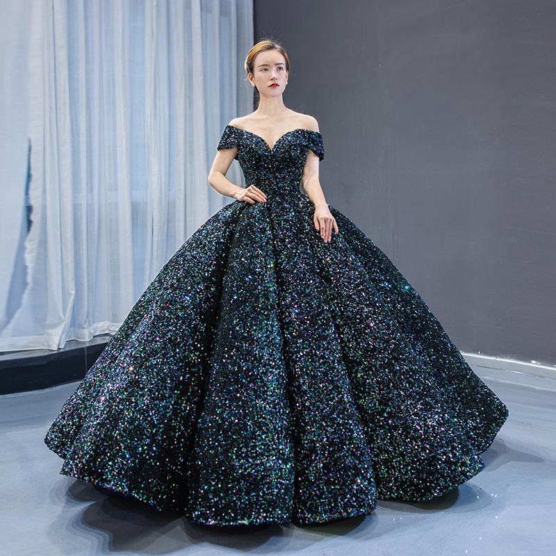 Cross-border Shiny Pitaya Puffy Skirt Wedding & Evening Gown
